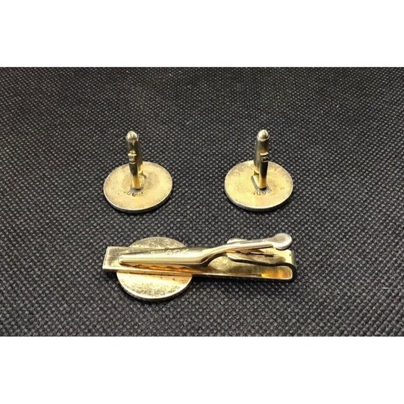 Trout Fly fishing SWANK Vintage Enamel Men's CUFFLINKS and TIEBAR - Picture 5 of 7